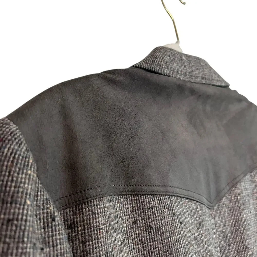 Pendleton Wool Suede Western Blazer Men’s 46R Large Gray USA Made